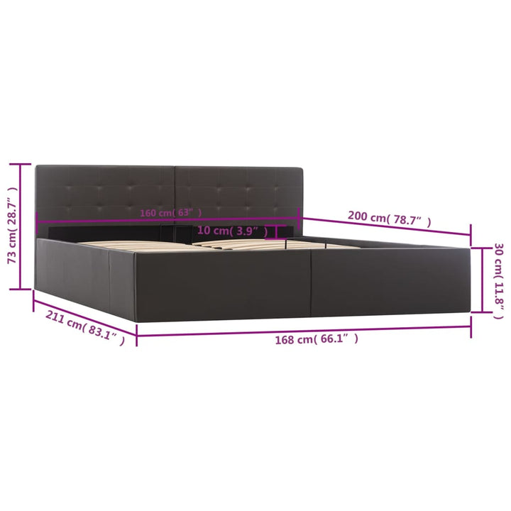 hydraulisk opbevaringsseng 160 x 200 cm kunstlæder grå