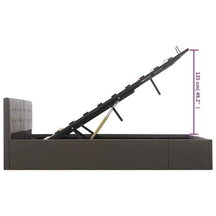 sengeramme uden madras med hydraulisk opbevaring 180x200cm grå