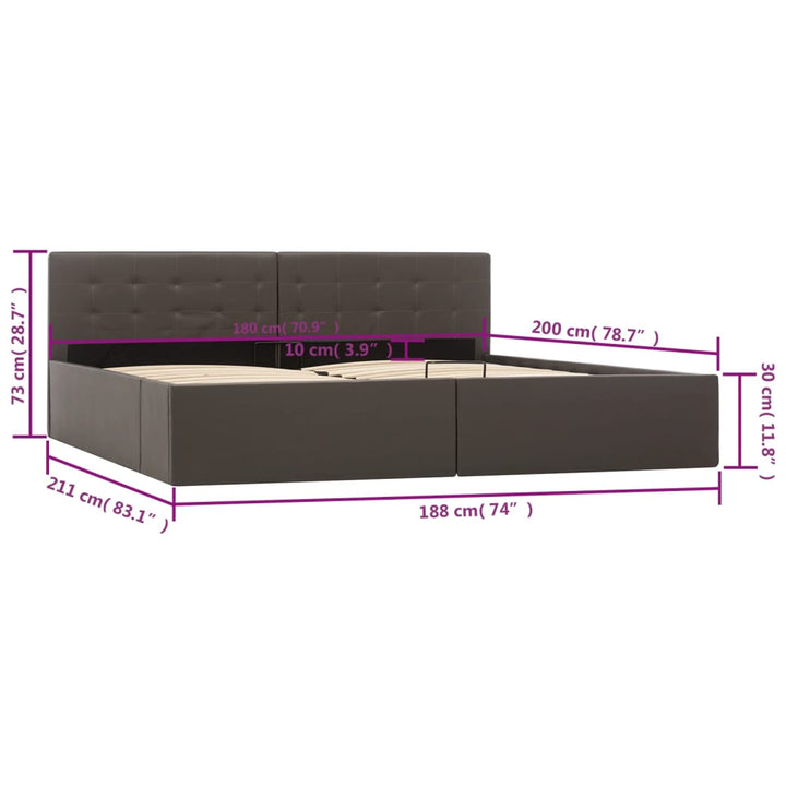 sengeramme uden madras med hydraulisk opbevaring 180x200cm grå