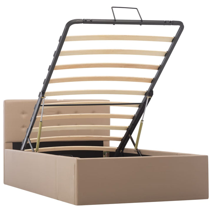 hydraulisk opbevaringsseng 100 x 200 cm kunstlæder cappuccino