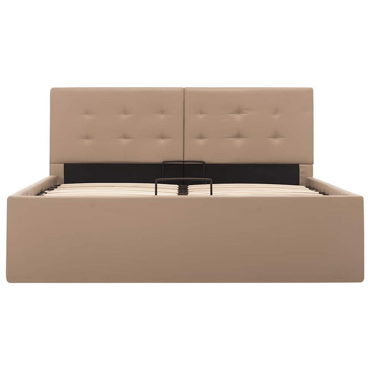hydraulisk opbevaringsseng 120 x 200 cm kunstlæder cappuccino
