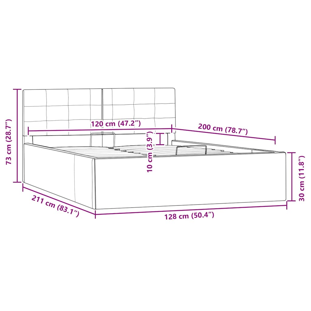 hydraulisk opbevaringsseng 120 x 200 cm kunstlæder cappuccino