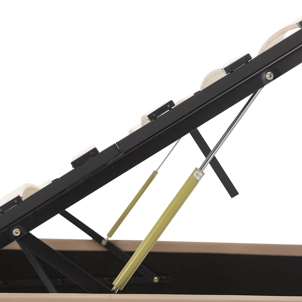 hydraulisk opbevaringsseng 140 x 200 cm kunstlæder cappuccino