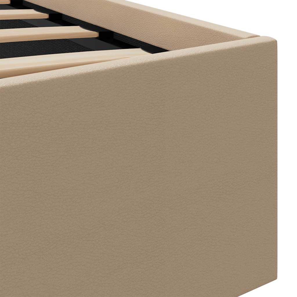 hydraulisk opbevaringsseng LED 100x200 cm kunstlæder cappuccino