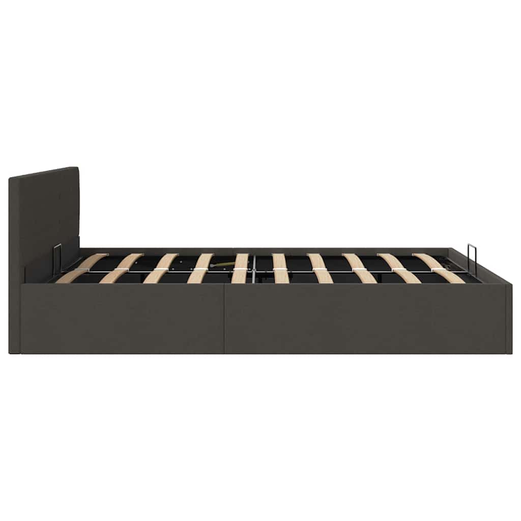 hydraulisk opbevaringsseng 180 x 200 cm stof mørkegrå