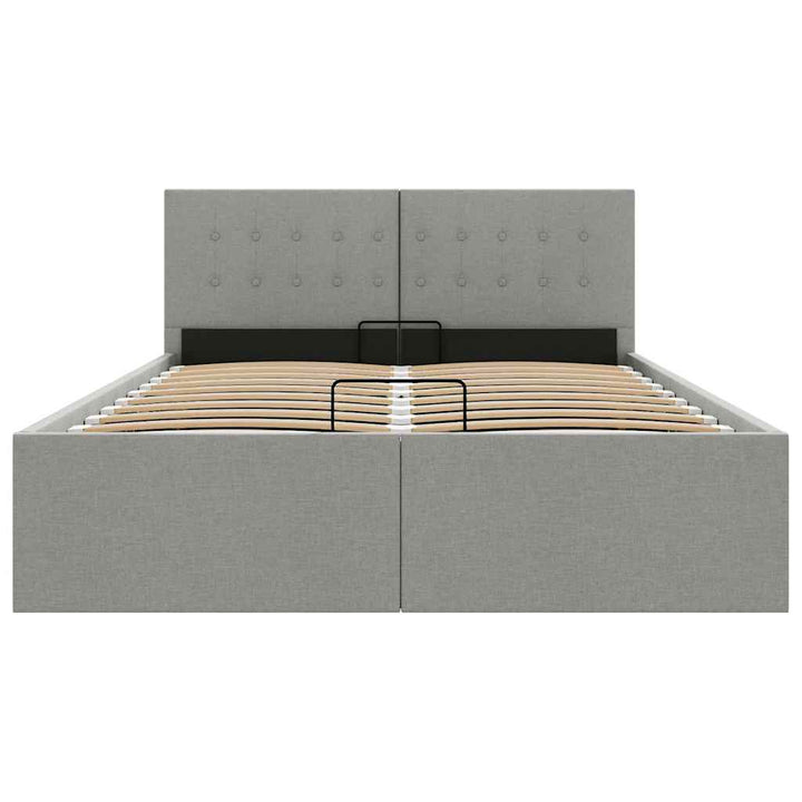 hydraulisk opbevaringsseng 120 x 200 stof lysegrå