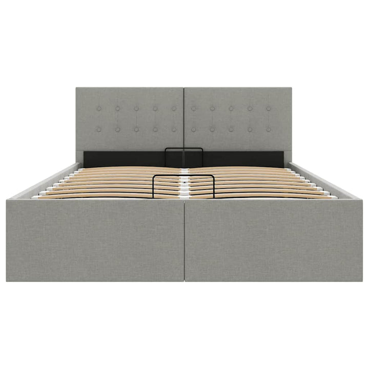 hydraulisk opbevaringsseng 140 x 200 stof lysegrå