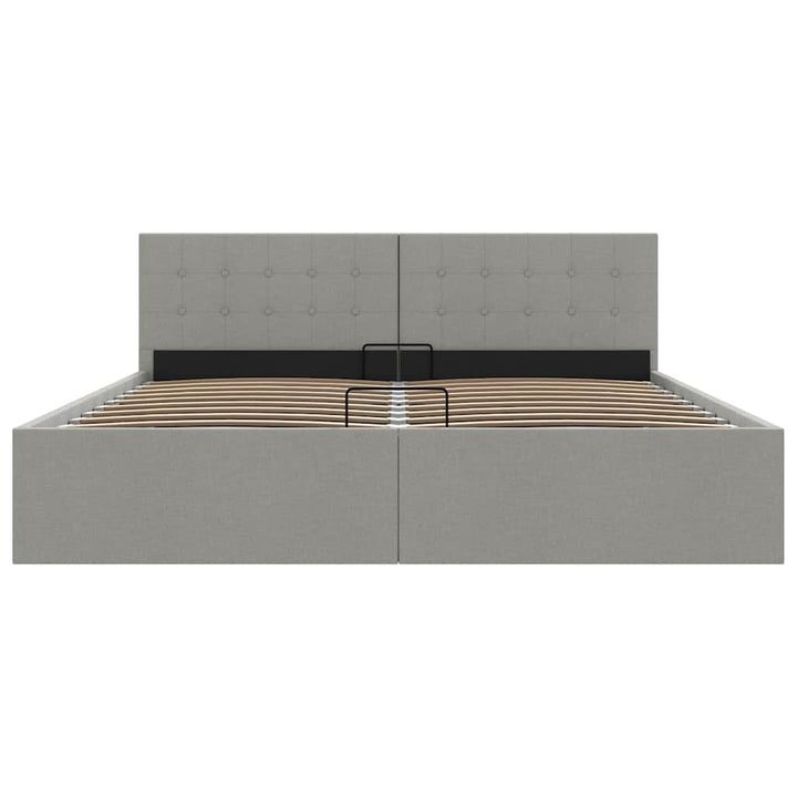 hydraulisk opbevaringsseng 160 x 200 cm stof lysegrå