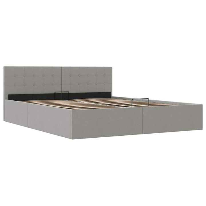 hydraulisk opbevaringsseng 180 x 200 cm stof lysegrå