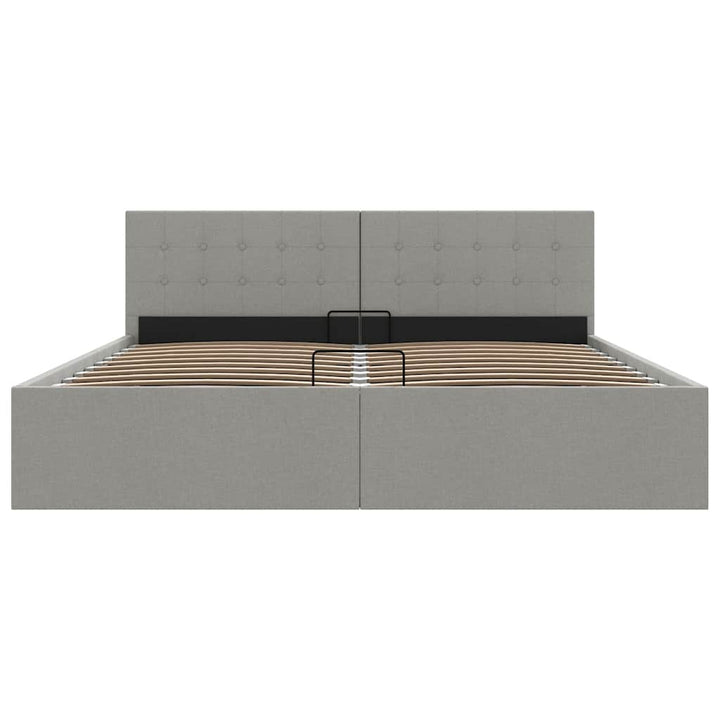 hydraulisk opbevaringsseng 180 x 200 cm stof lysegrå