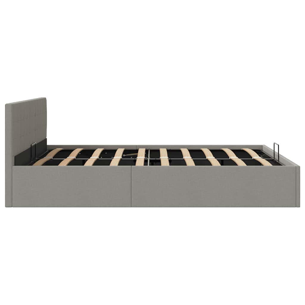 hydraulisk opbevaringsseng 180 x 200 cm stof lysegrå