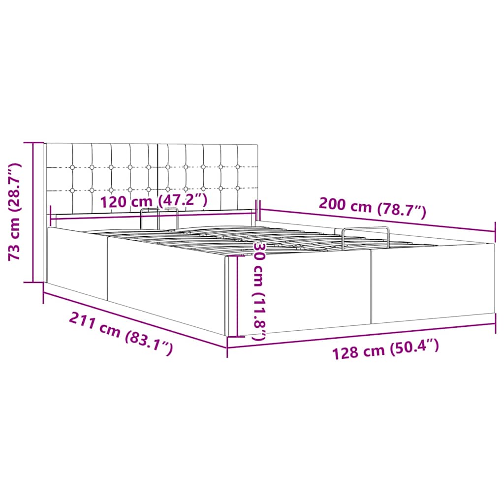 hydraulisk opbevaringsseng 120 x 200 cm stof gråbrun