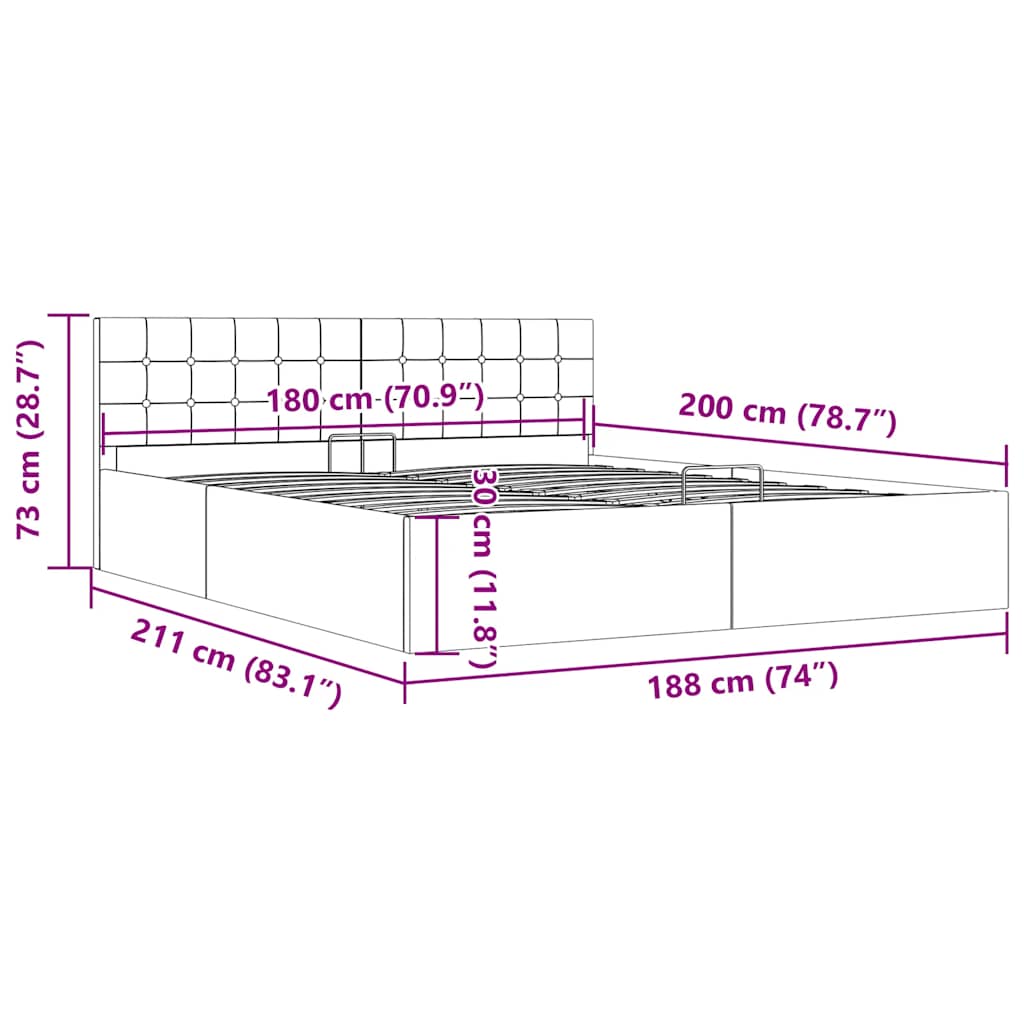hydraulisk opbevaringsseng 180 x 200 cm stof gråbrun
