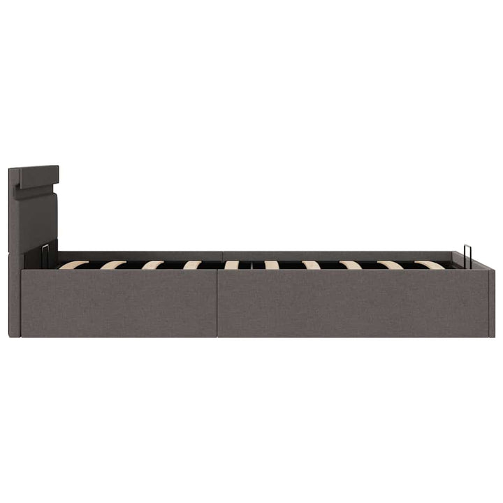 hydraulisk opbevaringsseng med LED 100x200 cm stof mørkegrå