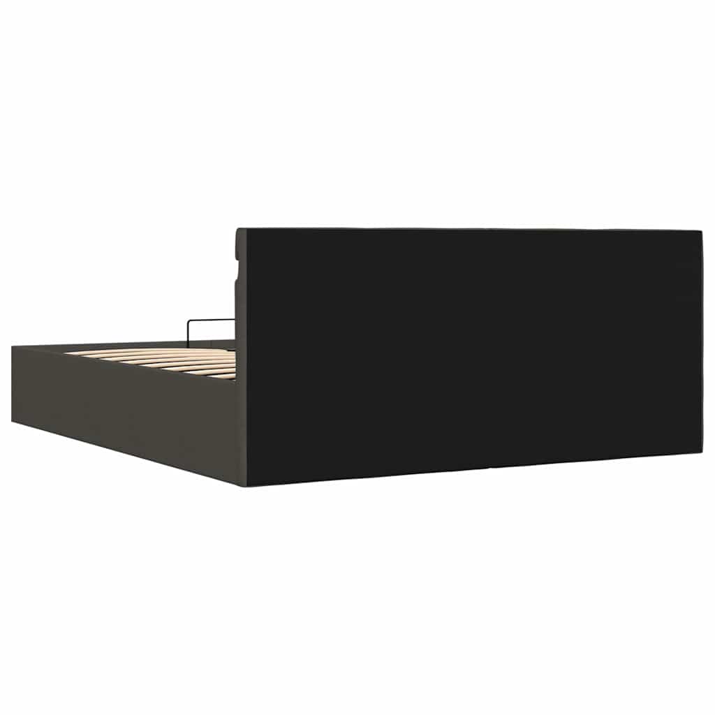 hydraulisk opbevaringsseng med LED 180x200 cm stof mørkegrå