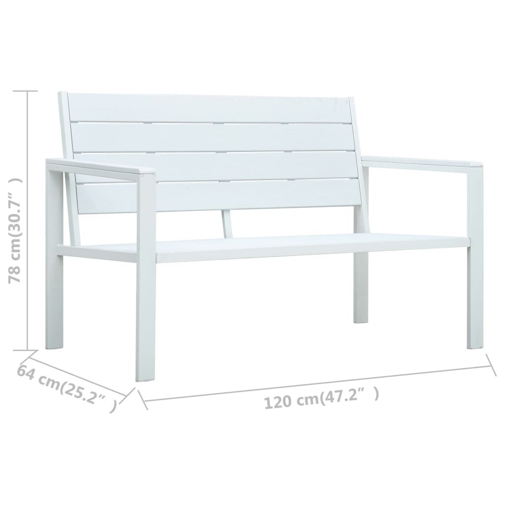 havebænk 120 cm HDPE trælook hvid