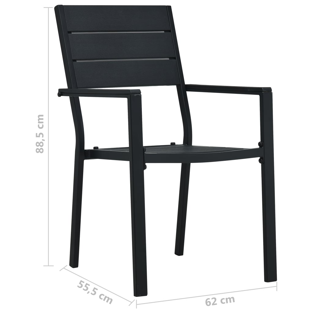 havestole 2 stk. HDPE trælook sort