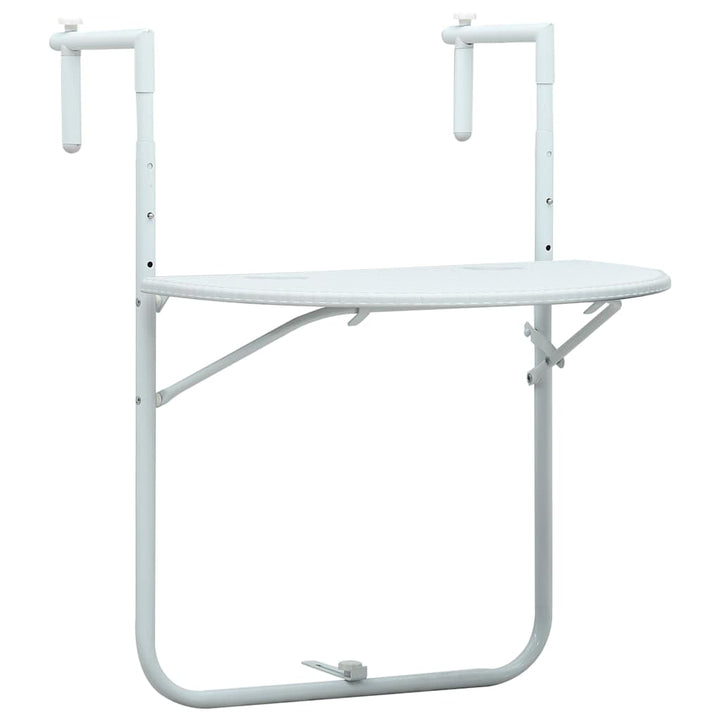 hængende altanbord 60 x 64 x 83,5 cm plastik rattanlook hvid