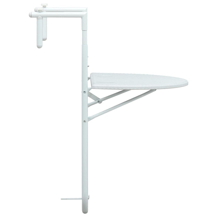 hængende altanbord 60 x 64 x 83,5 cm plastik rattanlook hvid