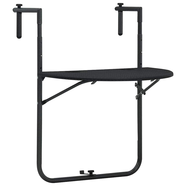 hængende altanbord 60 x 64 x 83,5 cm plastik rattanlook sort