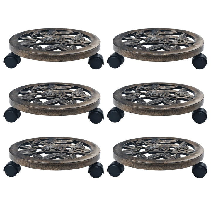 plantevogne 6 stk. 30 cm plastik bronzefarvet