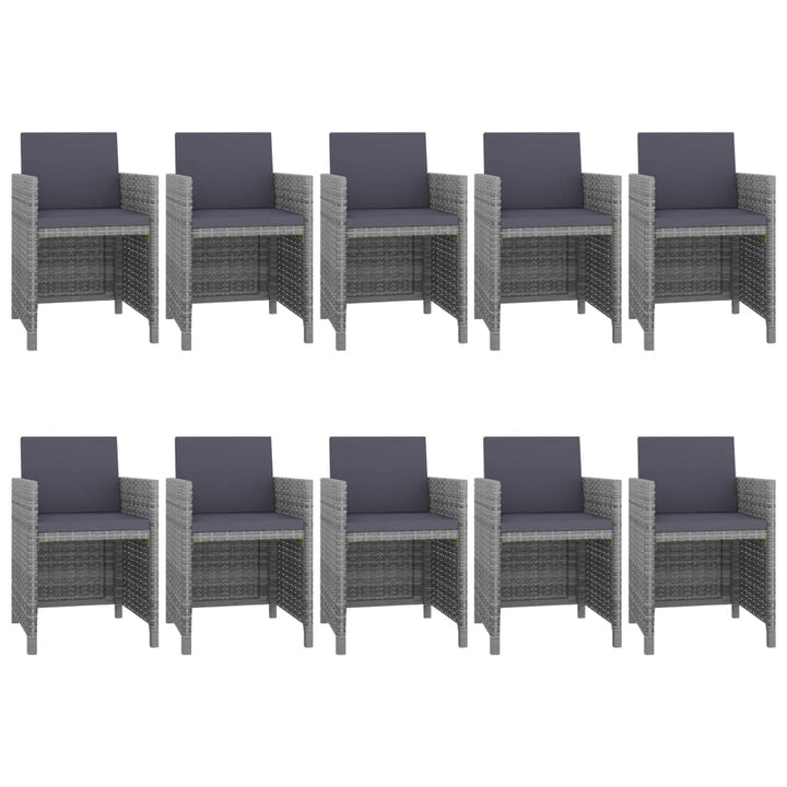 udendørs spisebordssæt 11 dele med hynder polyrattan grå