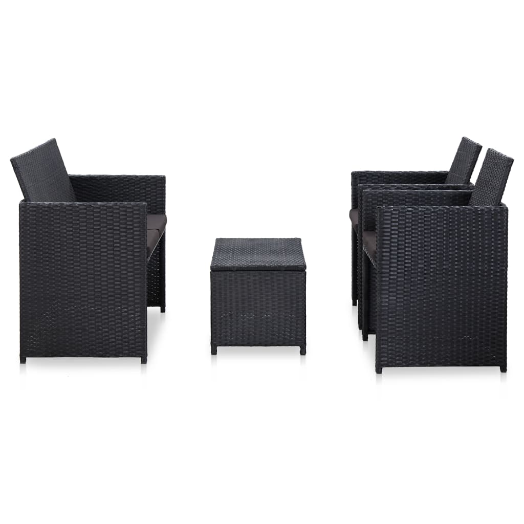 haveloungesæt 4 dele med hynder polyrattan sort