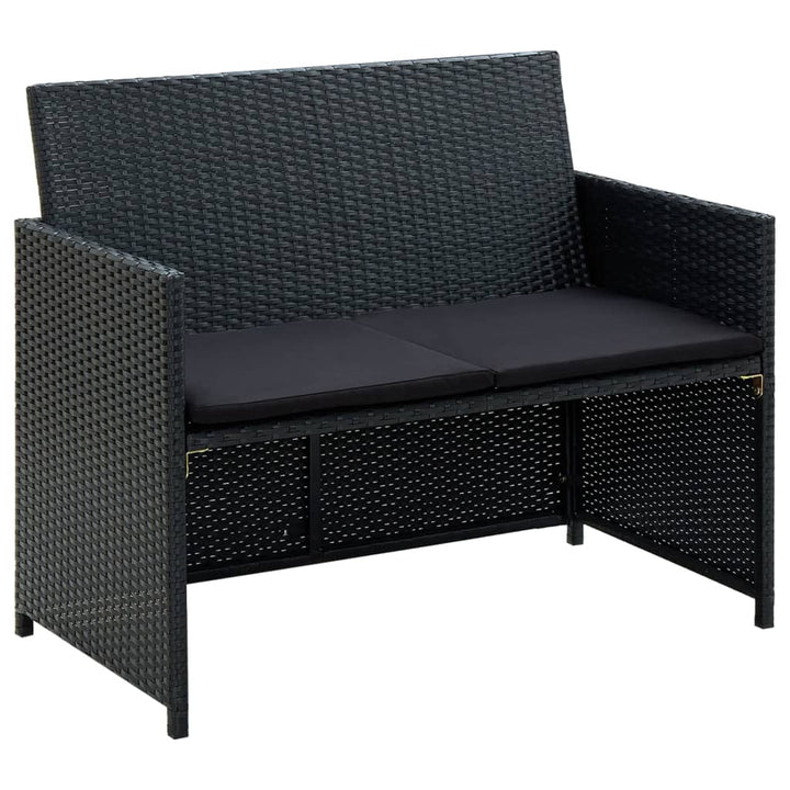 haveloungesæt 4 dele med hynder polyrattan sort