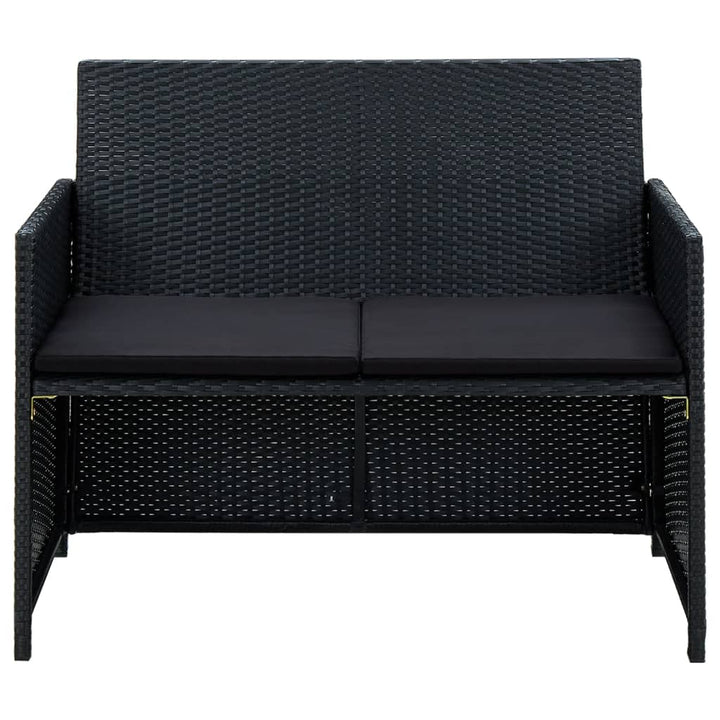 haveloungesæt 4 dele med hynder polyrattan sort