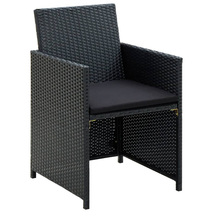 haveloungesæt 4 dele med hynder polyrattan sort