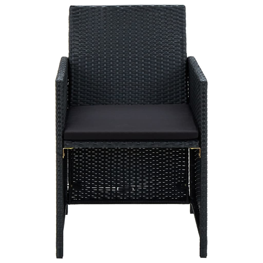 haveloungesæt 4 dele med hynder polyrattan sort