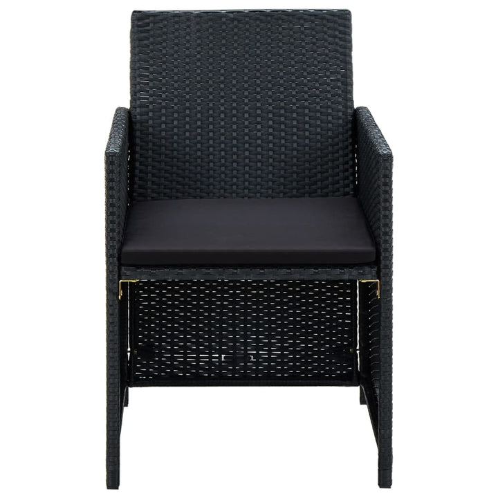 haveloungesæt 4 dele med hynder polyrattan sort