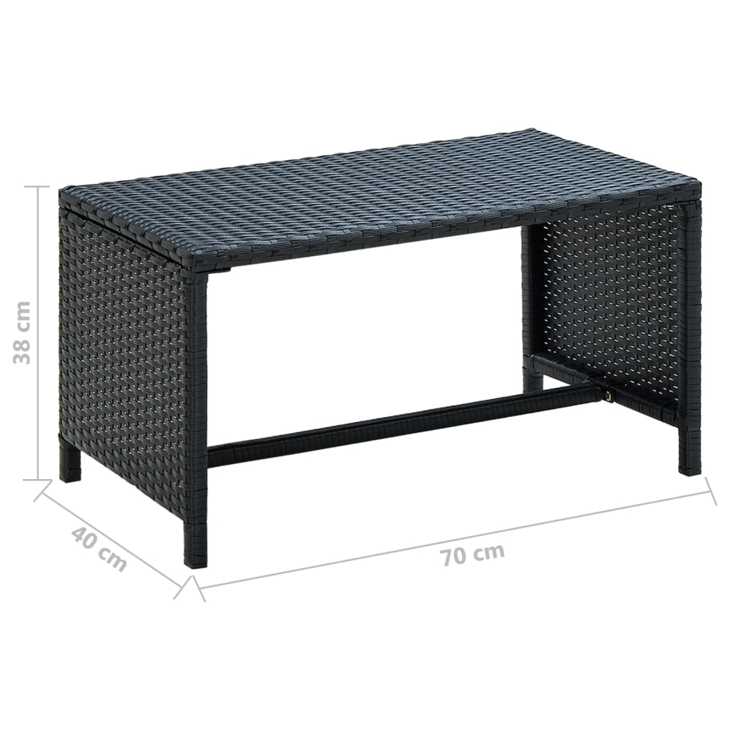 sofabord 70x40x38 cm polyrattan sort