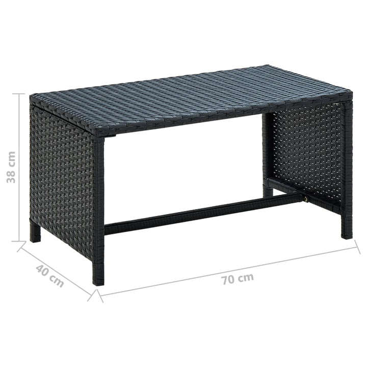 sofabord 70x40x38 cm polyrattan sort