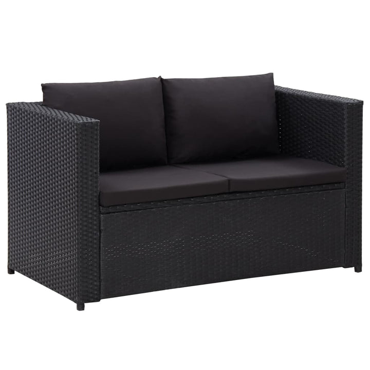 haveloungesæt 3 dele med hynder polyrattan sort