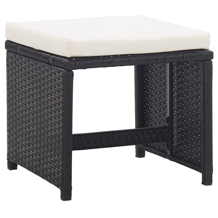 havetaburetter 2 stk. med hynder polyrattan sort