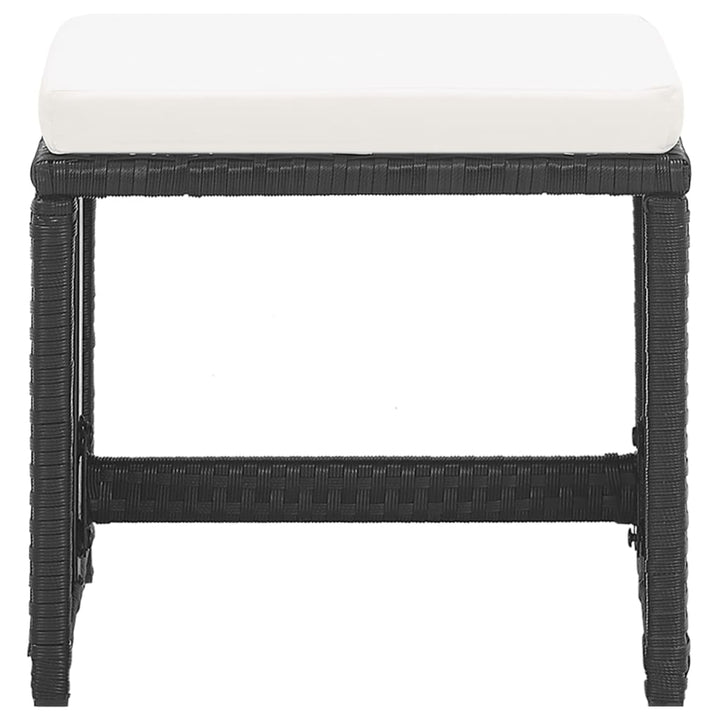 havetaburetter 2 stk. med hynder polyrattan sort