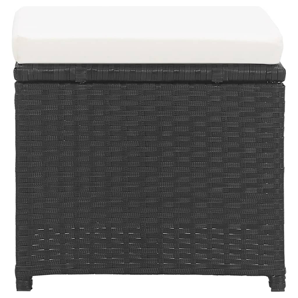 havetaburetter 2 stk. med hynder polyrattan sort