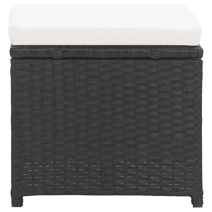 havetaburetter 2 stk. med hynder polyrattan sort