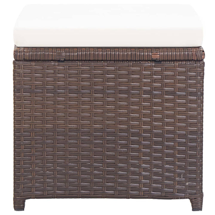 havetaburetter 2 stk. med hynder polyrattan brun