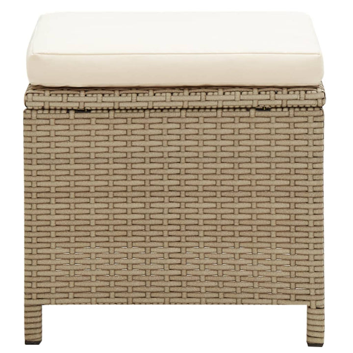 havetaburetter 2 stk. med hynder polyrattan beige