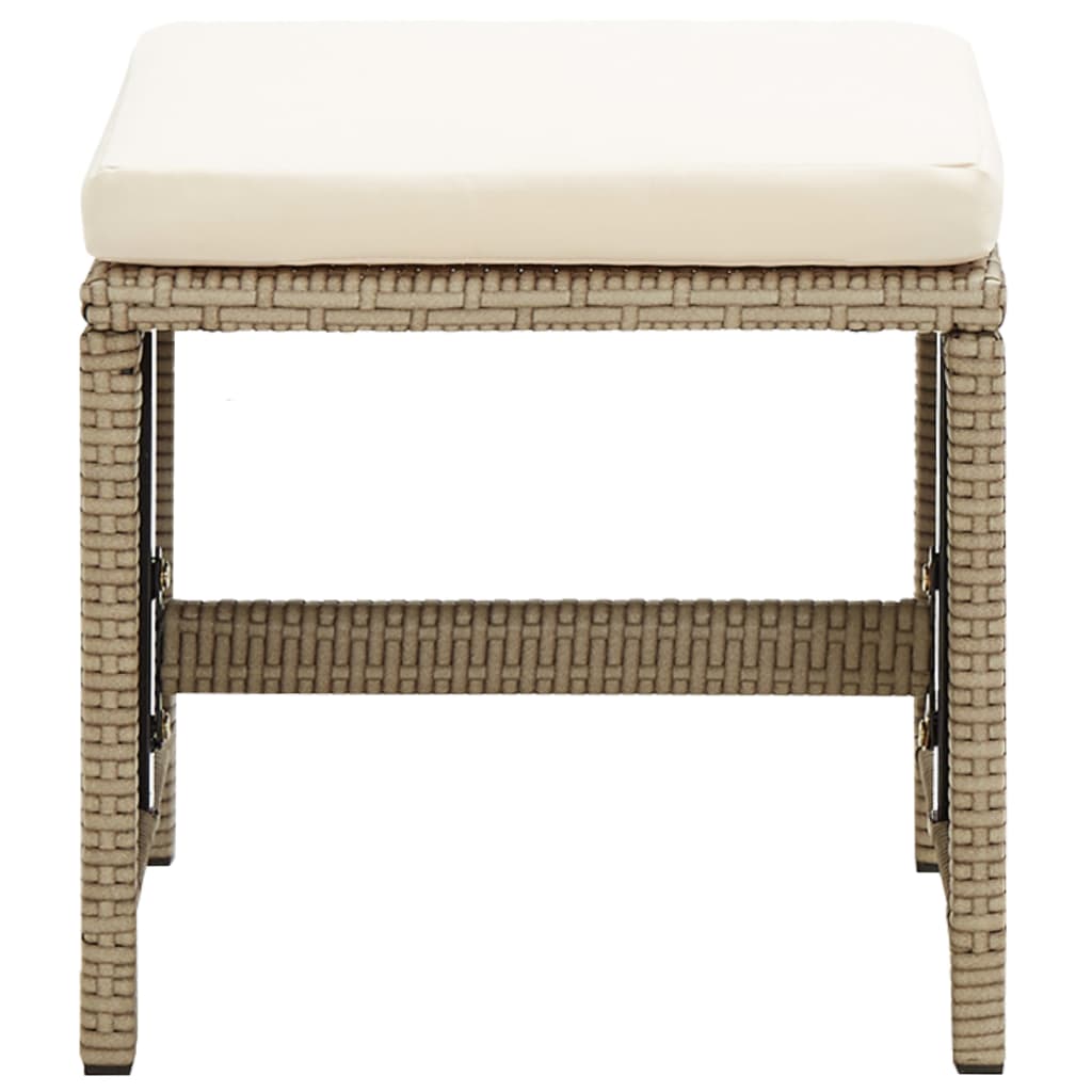 havetaburetter 2 stk. med hynder polyrattan beige