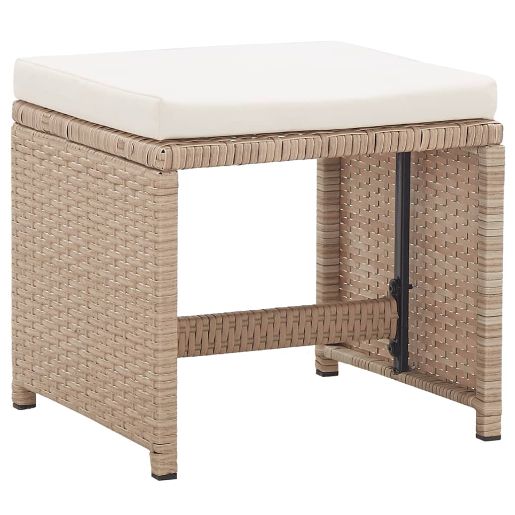 udendørs spisebordssæt 15 dele med hynder polyrattan beige