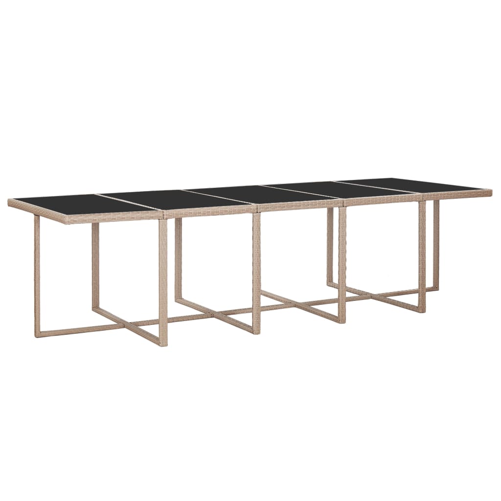 udendørs spisebordssæt 15 dele med hynder polyrattan beige