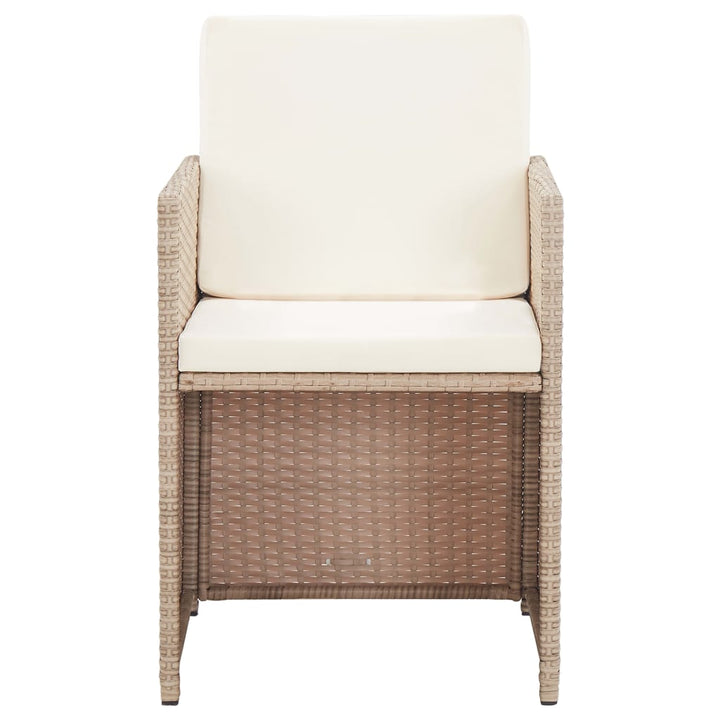 udendørs spisebordssæt 15 dele med hynder polyrattan beige
