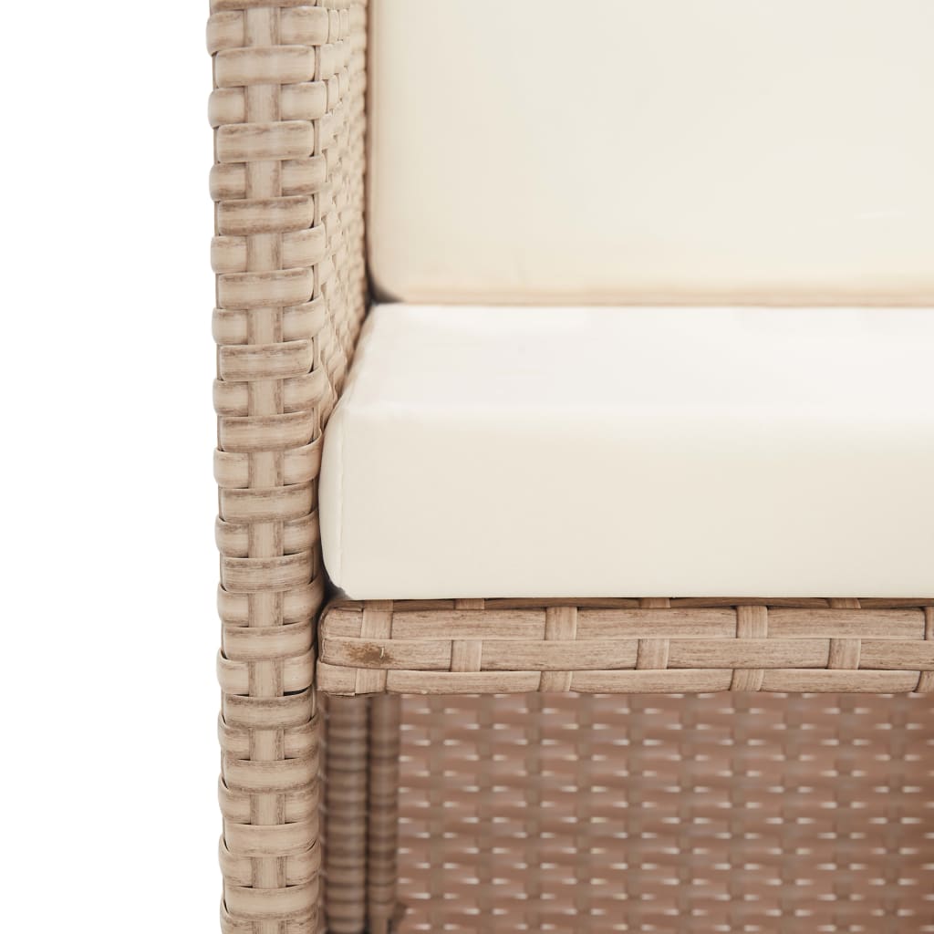 udendørs spisebordssæt 15 dele med hynder polyrattan beige