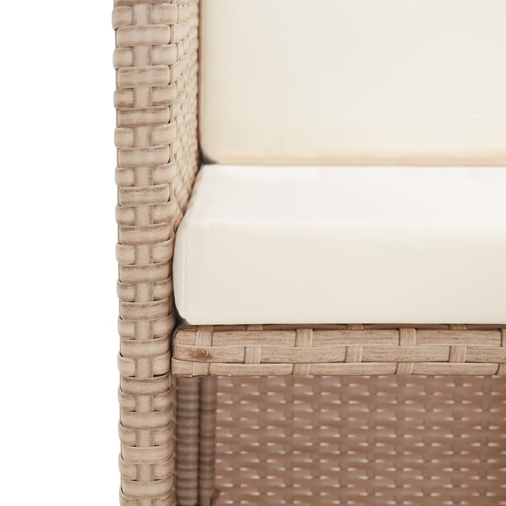 udendørs spisebordssæt 15 dele med hynder polyrattan beige