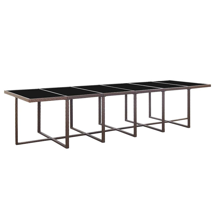 udendørs spisebordssæt 17 dele med hynder polyrattan brun