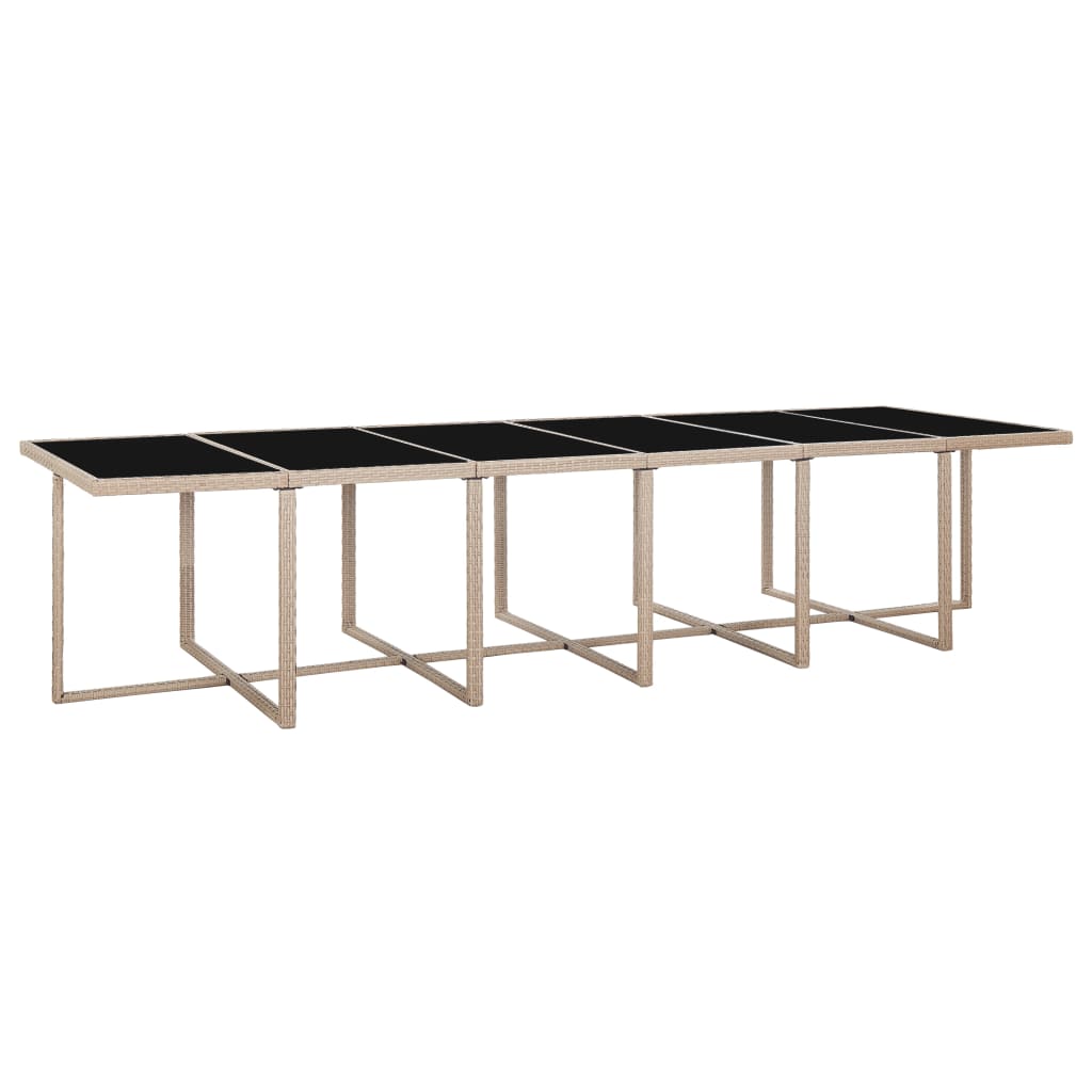 udendørs spisebordssæt 17 dele med hynder polyrattan beige