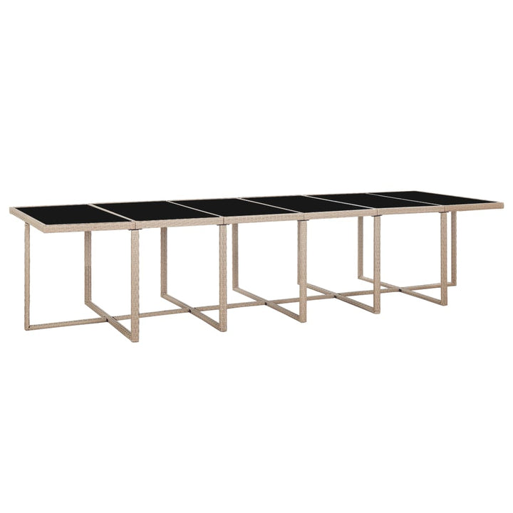 udendørs spisebordssæt 17 dele med hynder polyrattan beige